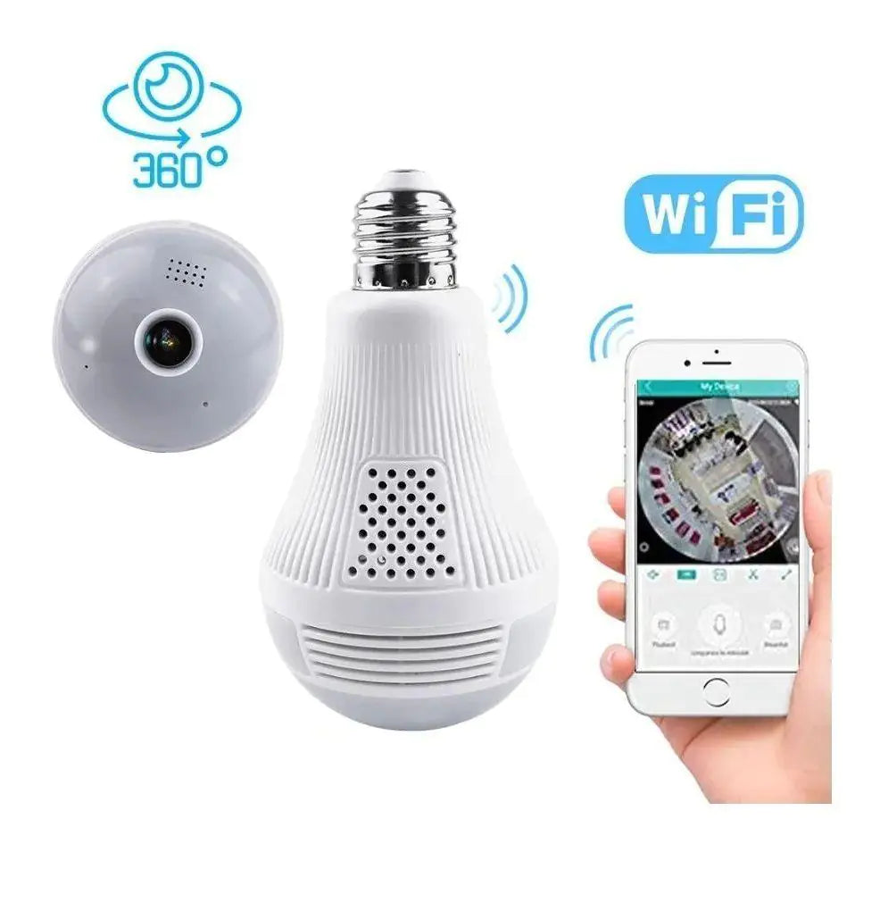 Lâmpada LED com câmera embutida 1080p Espiã Panorâmica Wi-Fi – SpyLED360™
