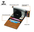 Carteira Slim Antifurto RFID com ejeção automática de cartões.