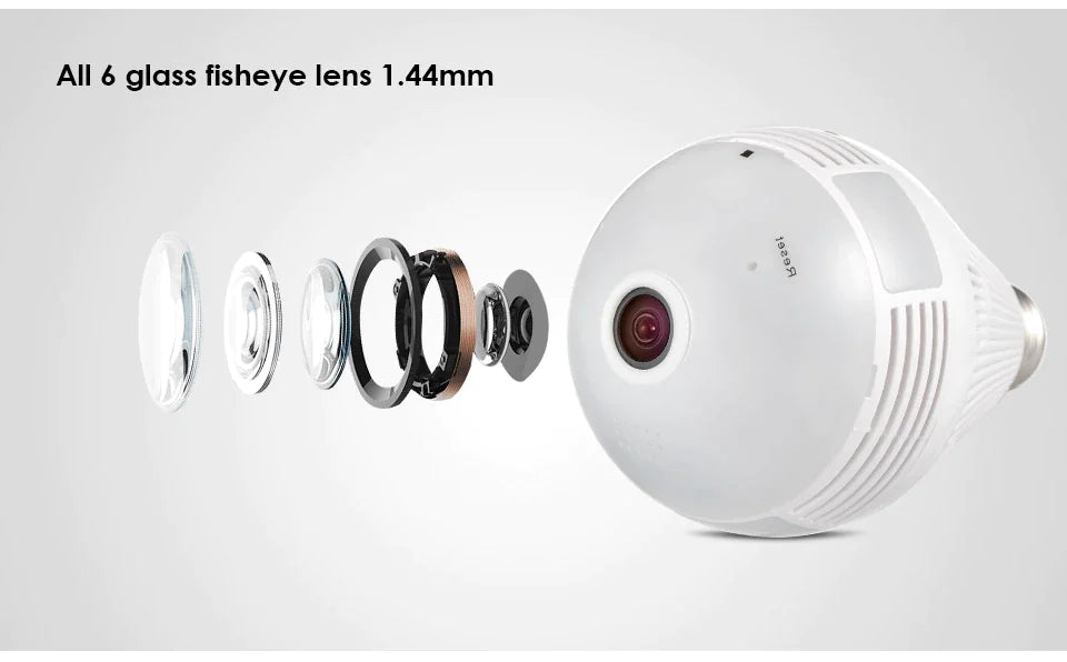 Lâmpada LED com câmera embutida 1080p Espiã Panorâmica Wi-Fi – SpyLED360™